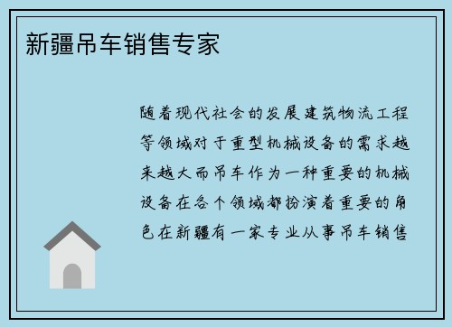 新疆吊车销售专家